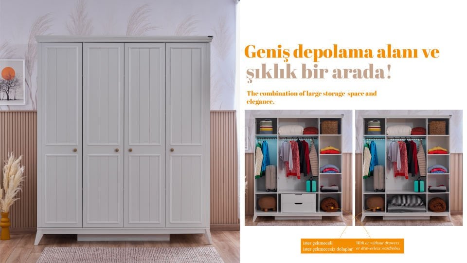 Gloria 4 Kapaklı Dolap