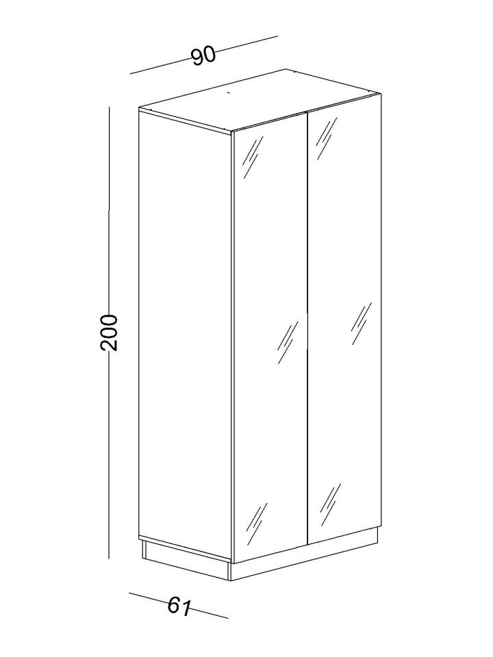 Boss 2 Li Cam Kapaklı Dolap Raflı