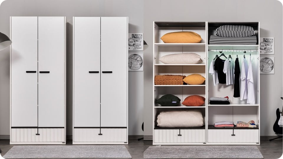 Cool 2 Li Ahşap Kapaklı Dolap