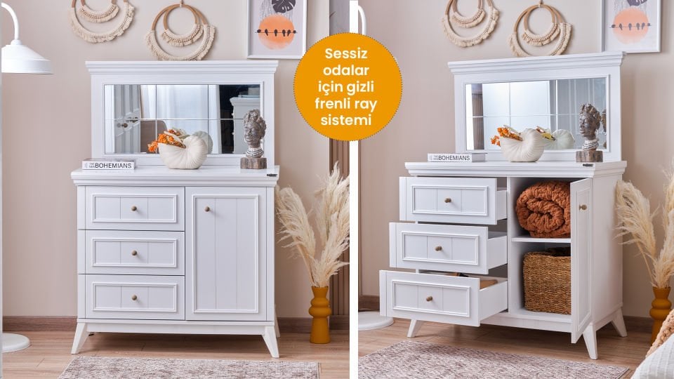 Gloria Kapaklı Şifonyer Ve Aynası