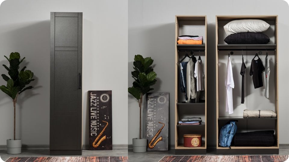 Boss Tekli Ahşap Kapaklı Dolap