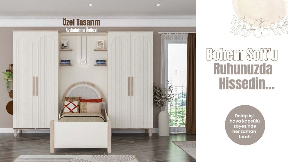 Bohemsoft 2 Kapaklı Dolap Kabini Sol (Ayaklı)