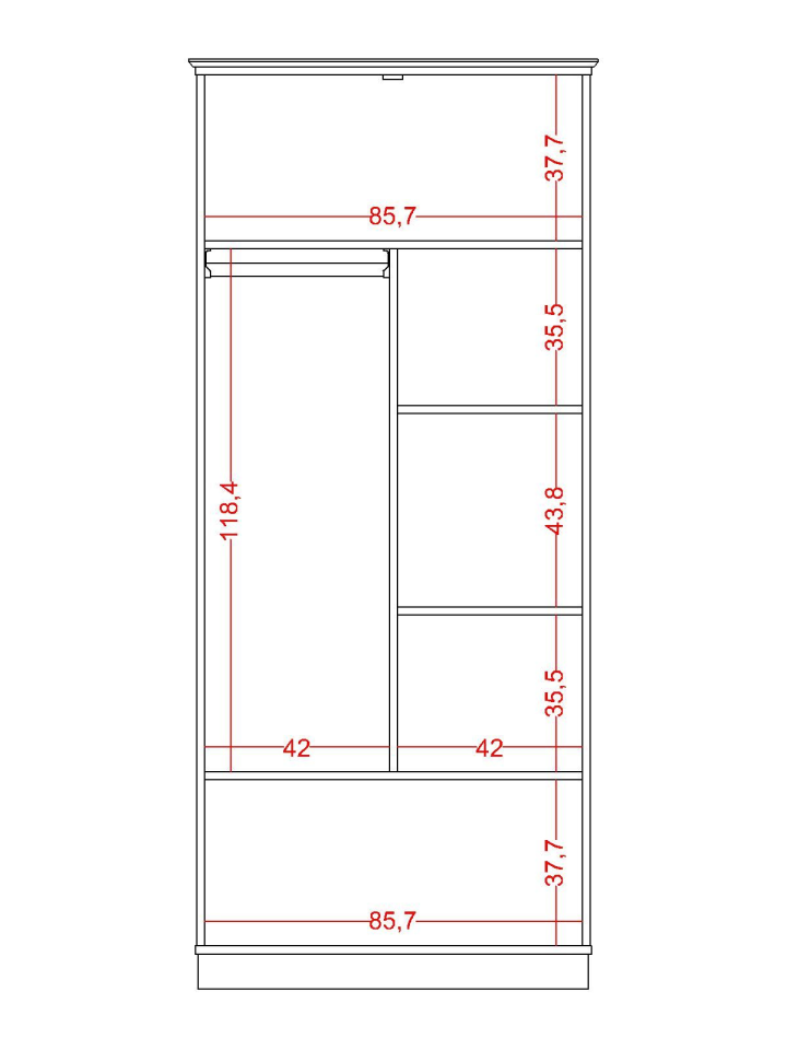 Bohemsoft 2 Kapaklı Dolap Kabini Sol(Bazalı)