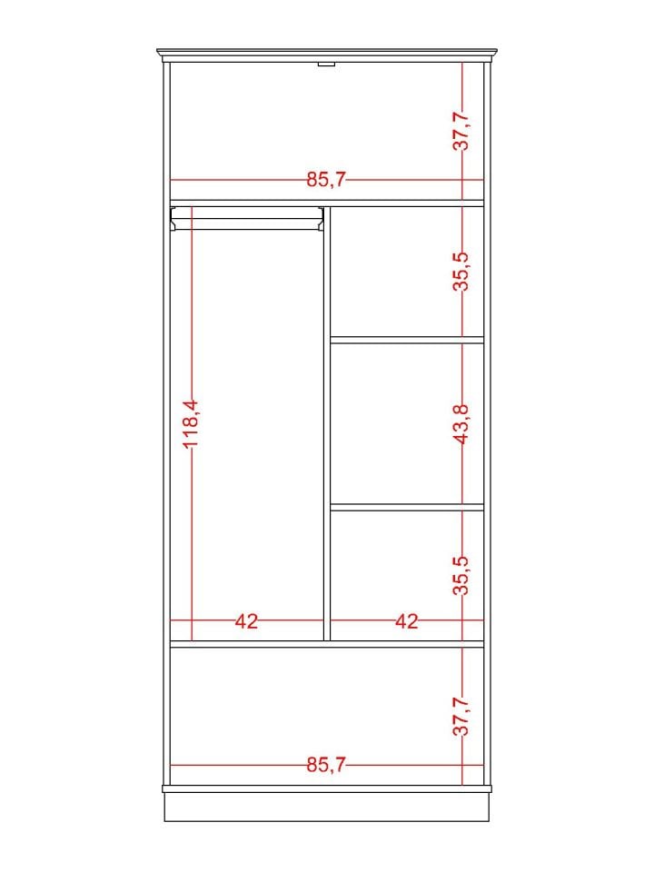 Bohemsoft 2 Kapaklı Dolap Kabini Sağ (Bazalı)
