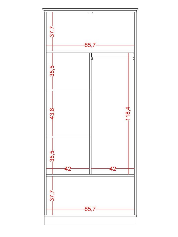 Bohemsoft 2 Kapaklı Dolap Kabini Sağ(Bazalı)