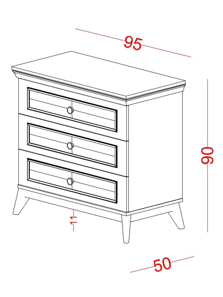 Alegra 3 Çekmeceli Şifonyer