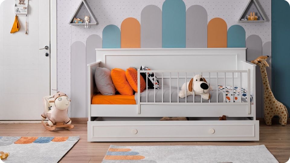 Junior Montessori Beyaz 90X200 + 90x190 Alt Karyola