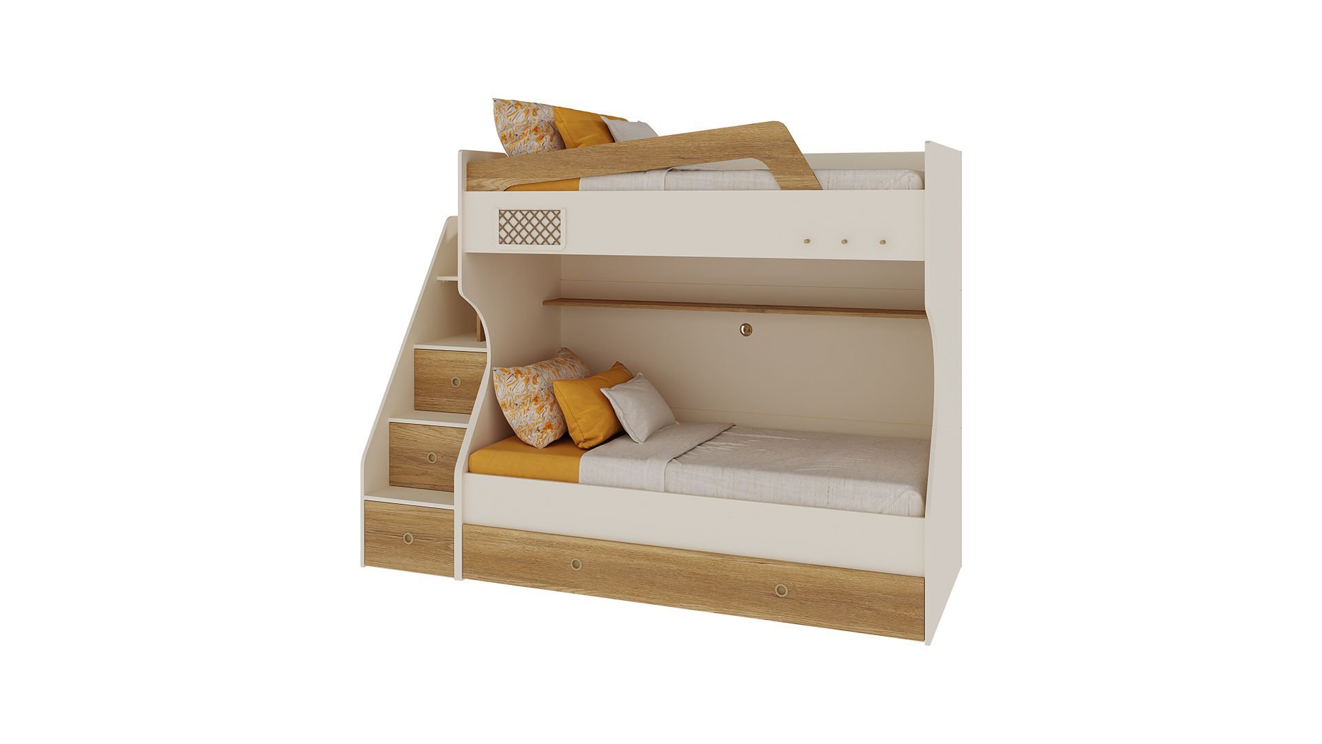 Ferro Compact Ranza Ahşap Merdivenli 90x190 Ceviz Krem