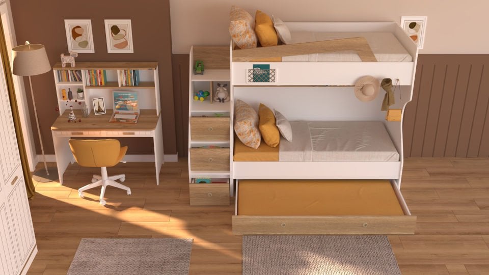 Ferro Compact Ranza Ahşap Merdivenli 90x190 Ceviz Beyaz