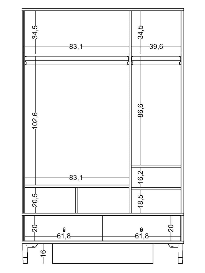 Marin 3 Kapaklı Dolap