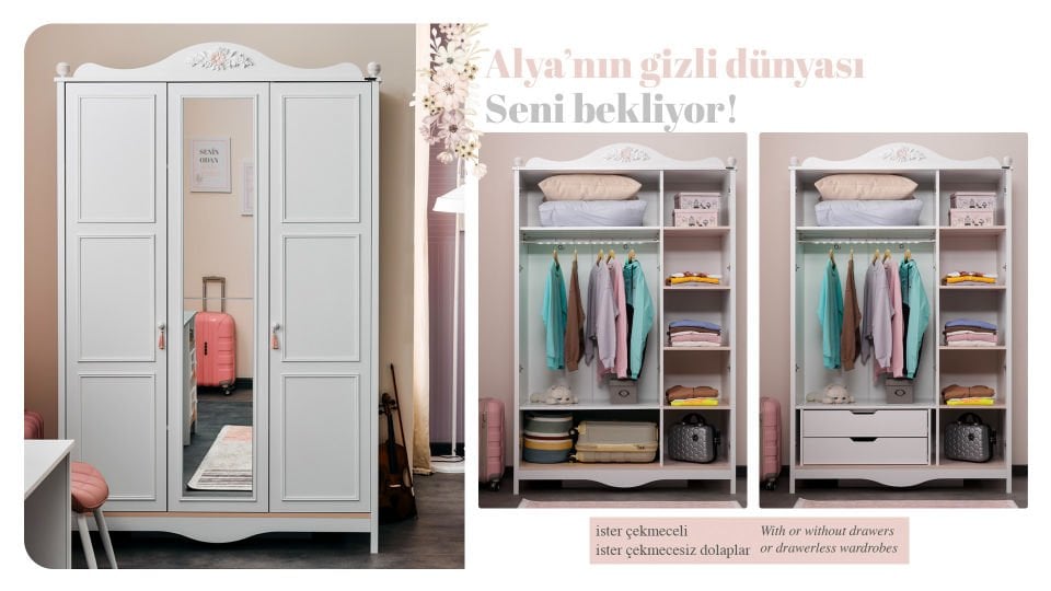 Alya 3 Kapaklı Dolap