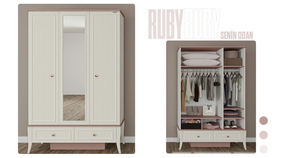 Ruby 3 Kapaklı Dolap