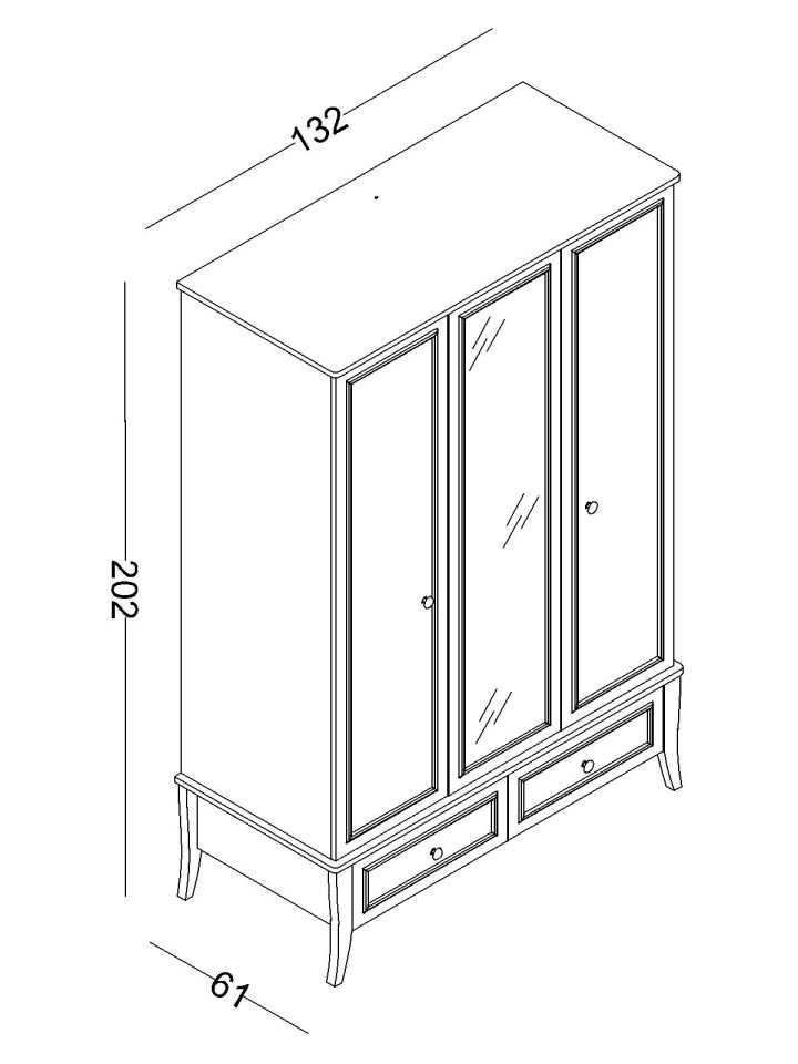 Ruby 3 Kapaklı Dolap