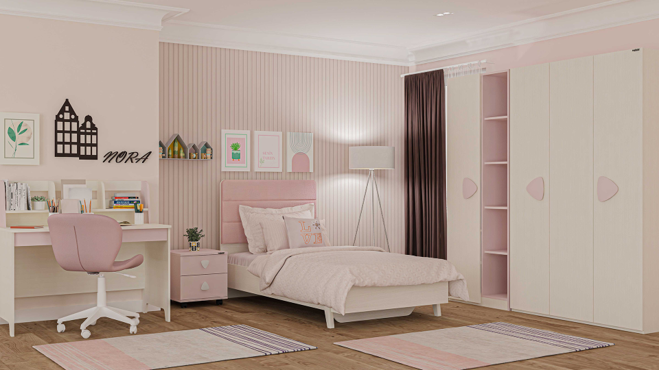 Nora Tek Kapaklı Dolap-Açık Raflı