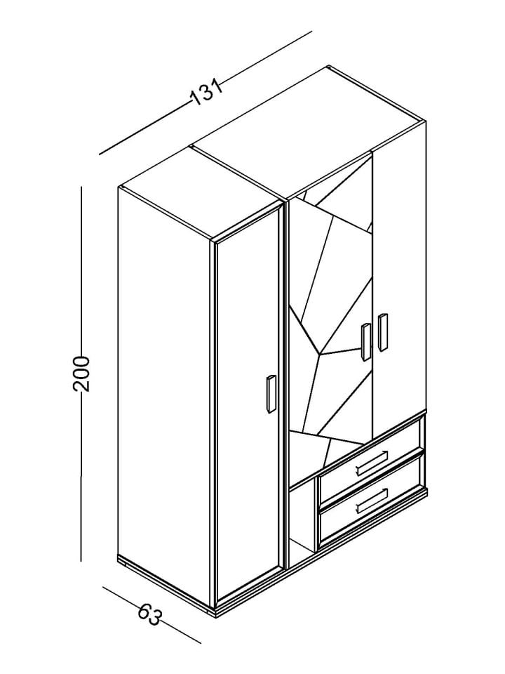 Evon 3 Kapaklı Dolap