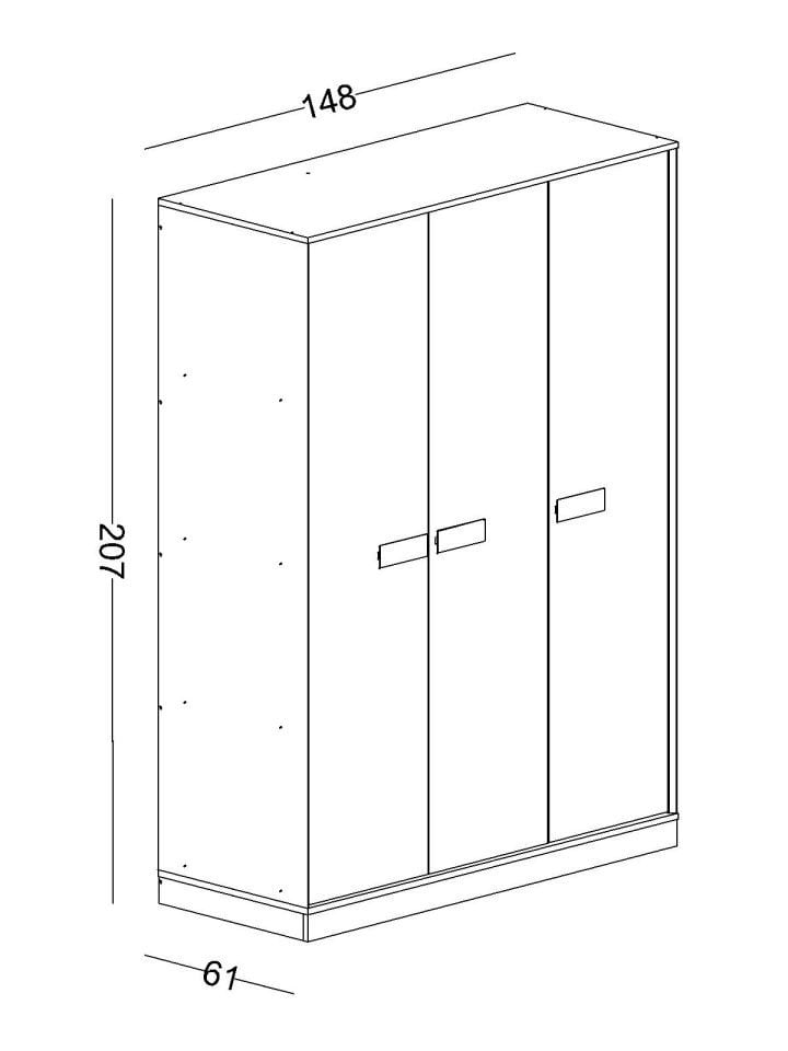 Huga 3 Kapaklı Dolap