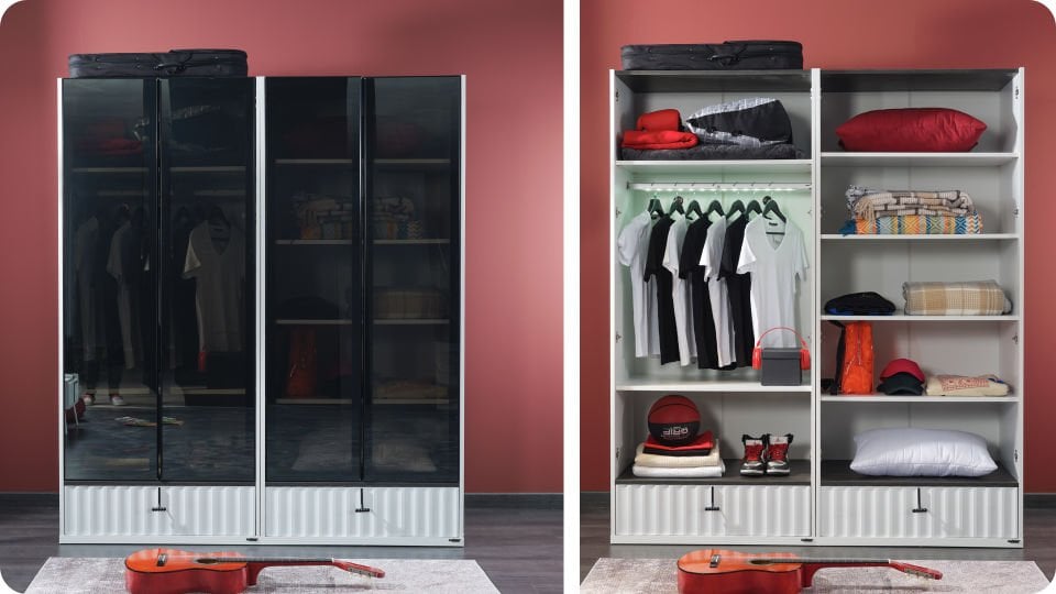 Cool 2 Li Cam Kapaklı Dolap Raflı