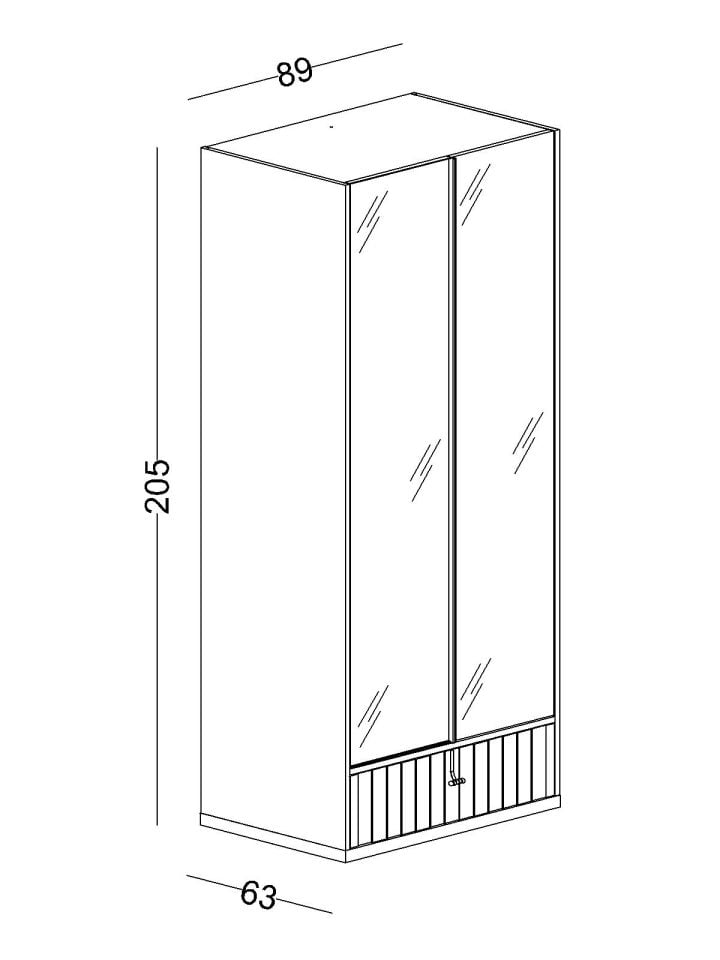Cool 2 Li Cam Kapaklı Dolap