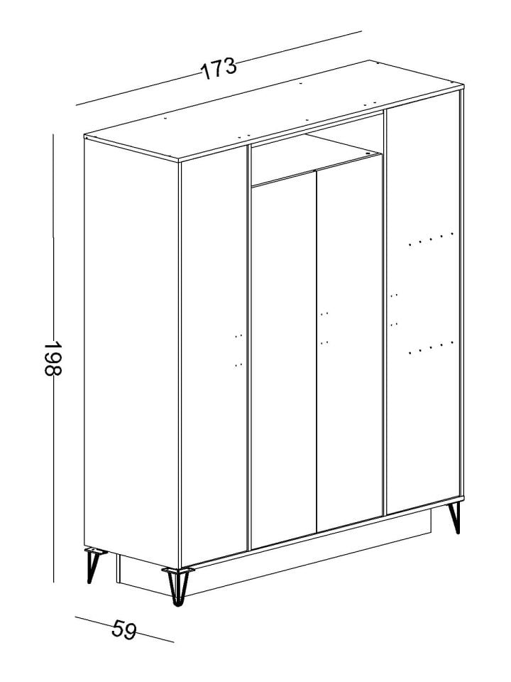 Lotus 4 Kapaklı Dolap
