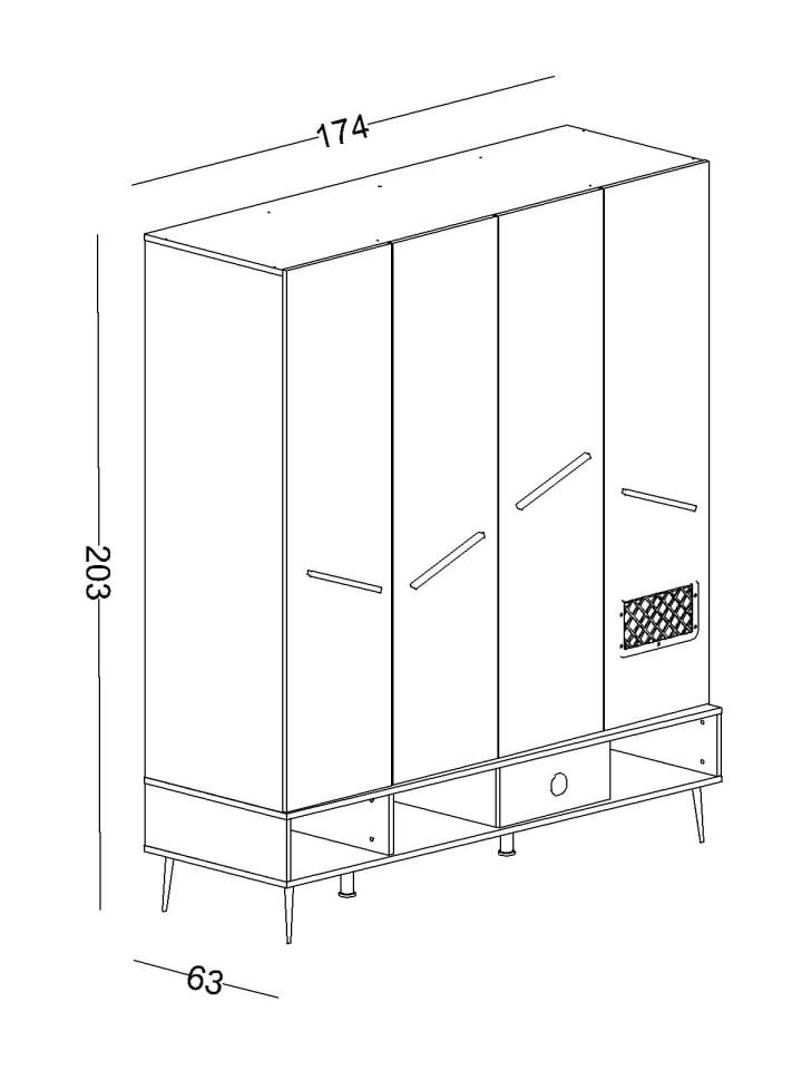 Skate 4 Kapaklı Dolap