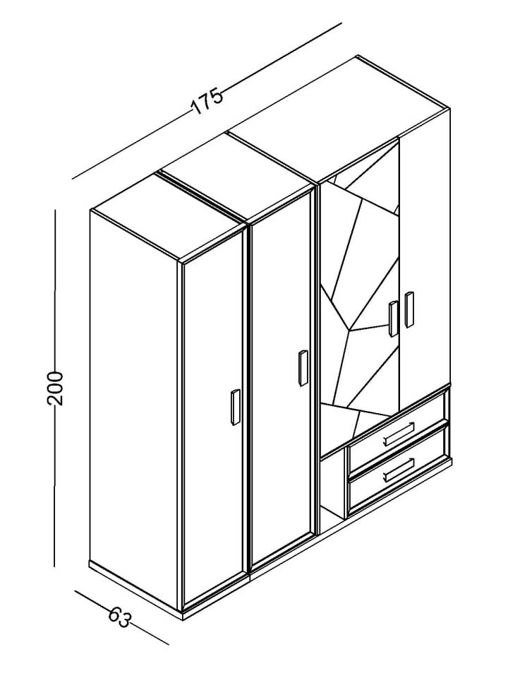 Evon 4 Kapaklı Dolap