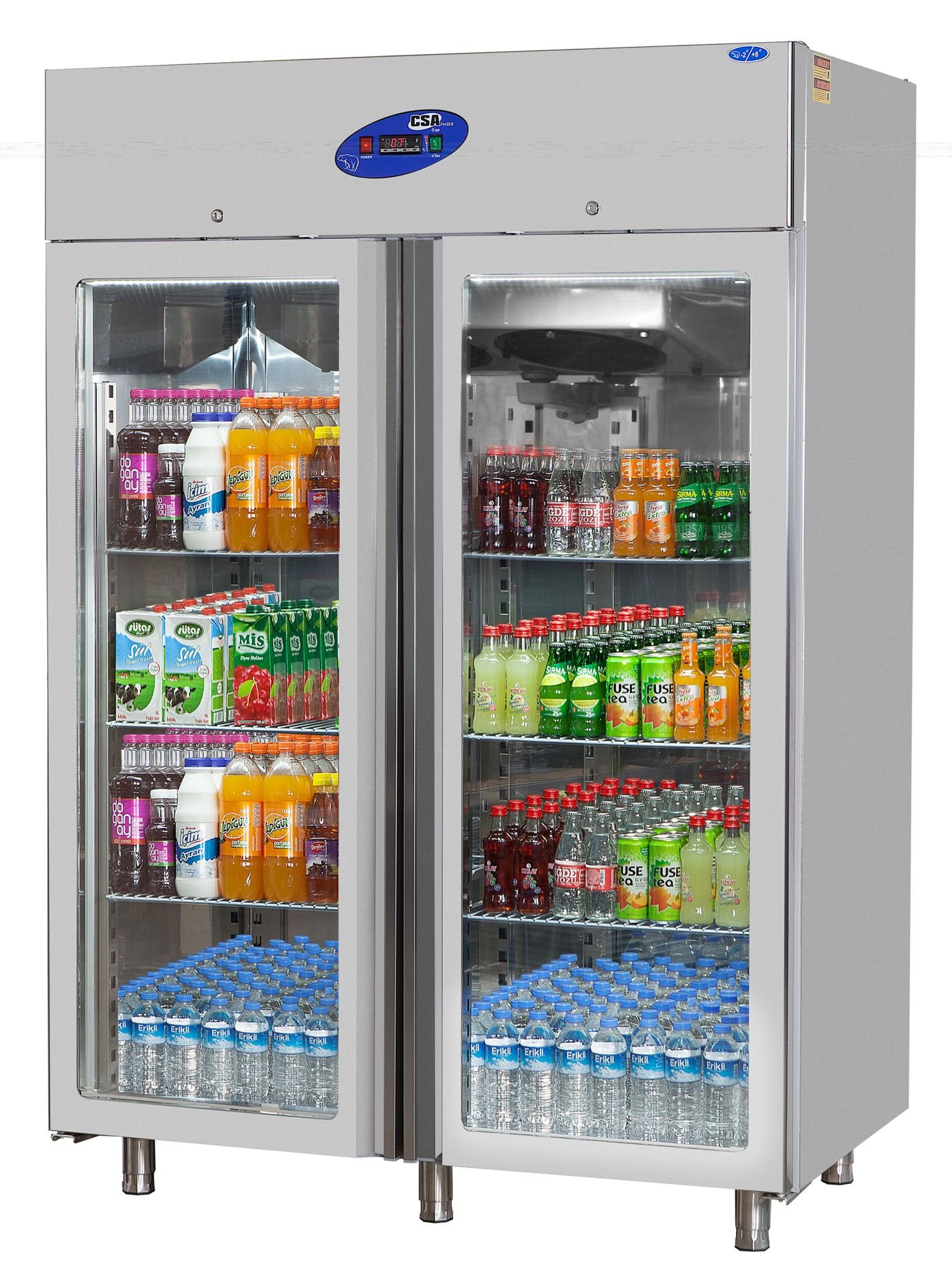 CSA CS-DBL-1400-C Dikey Tip Çift Cam Kapılı Derin Dondurucu 1400 Litre 140x81x207 cm 430K