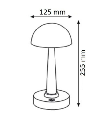 NOAS YL86-1600 Sunset Mat Siyah Dokunmatik, Dimli ve Şarjlı LED Masa Lambası - Gün Işığı (3200K)