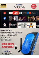 Wellbox Vega Wifi Anten Dahil Çanaklı Çanaksız 2024 Model Full Hd Uydu Alıcı Free Ip Tiktok Youtube