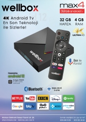 Wellbox Max4 Android Tv Box Tvbox Iptv Media Player 4gb Ram 32GB Hafıza Android 12