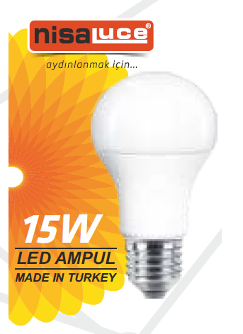 Nisaluce 15W Günışığı Led Ampul 3200 Kelvin E27 Duy EAMP088G