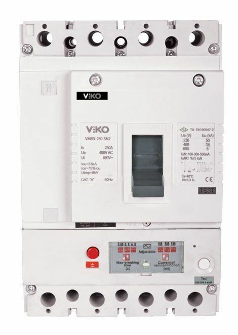 Viko 4X125 Amper 4 Kutuplu 25kA Kaçak Akımlı Kompakt Şalter VMR2-125-SN2