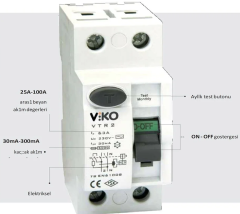 Viko 2x40 Amper 300 Miliamper Monofaze Kaçak Akım Rölesi - VTR2-40300