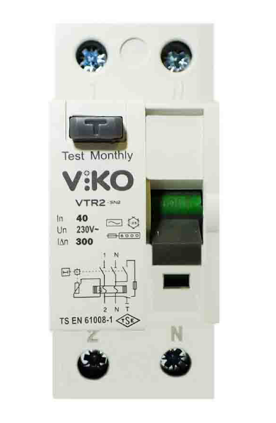 Viko 2x40 Amper 300 Miliamper Monofaze Kaçak Akım Rölesi - VTR2-40300