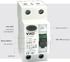 Viko 2x63 Amper 30 Miliamper Monofaze Kaçak Akım Rölesi - VTR2-6330