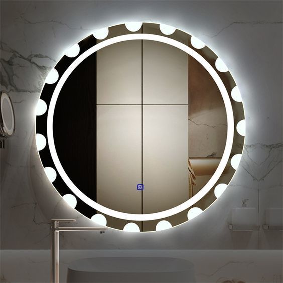 Banyo, Lavabo Aynası, Led, Dekoratif Ayna, Yuvarlak Ayna, Led Ayna, Ayna, Dokunmatik Led, Dokunmatik Switch , Pilli Ayna