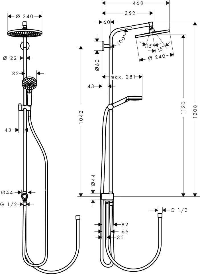 Hansgrohe Crometta S Duş Kolonu 240 1Jet Krom Ecosmart