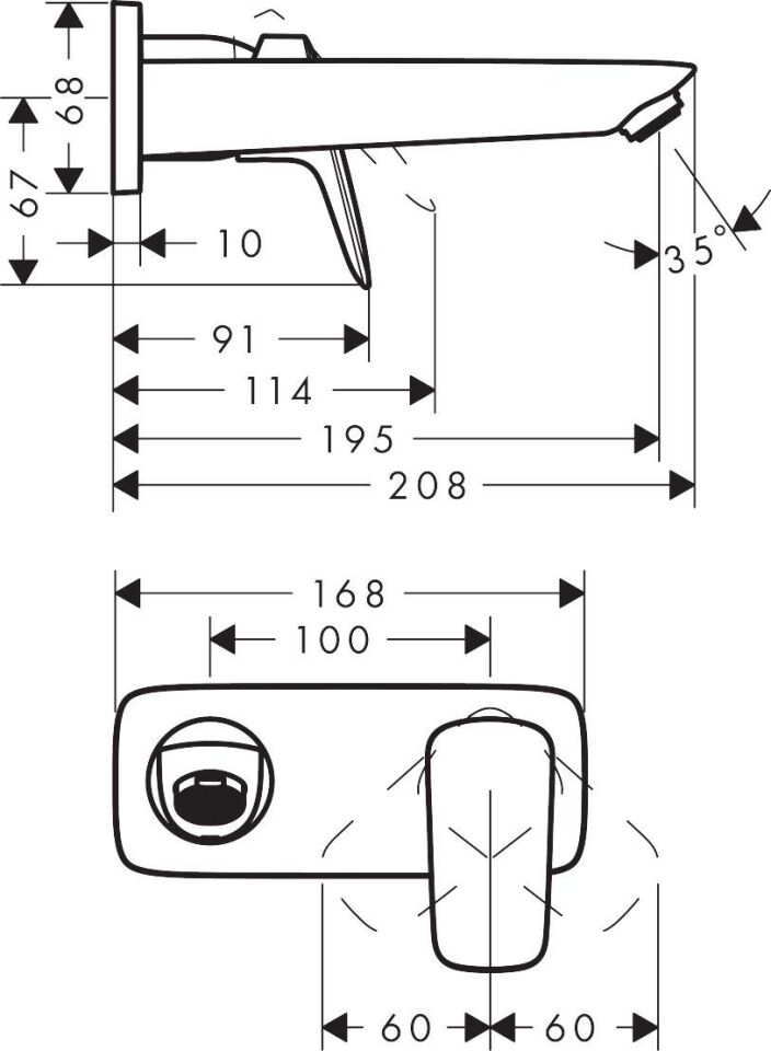 Hansgrohe Logis Ankastre Lavabo Bataryası Krom 19,5cm