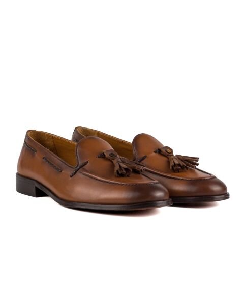 Drama Tan Genuine Leather Classic Men's Shoes