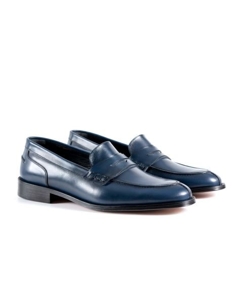 Allaturca Blue Genuine Leather Classic Men's Shoes