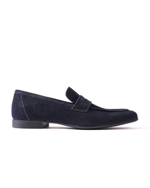 Tenor Navy Blue Suede Genuine Leather Classic Men's Shoes