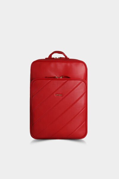 Красный кожаный рюкзак с горизонтальной прострочкой Guard