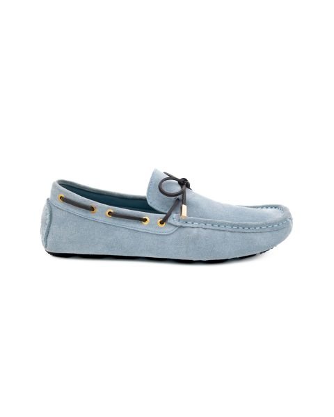Cunda Ice Blue Genuine Suede Leather Men's Loafer Shoes