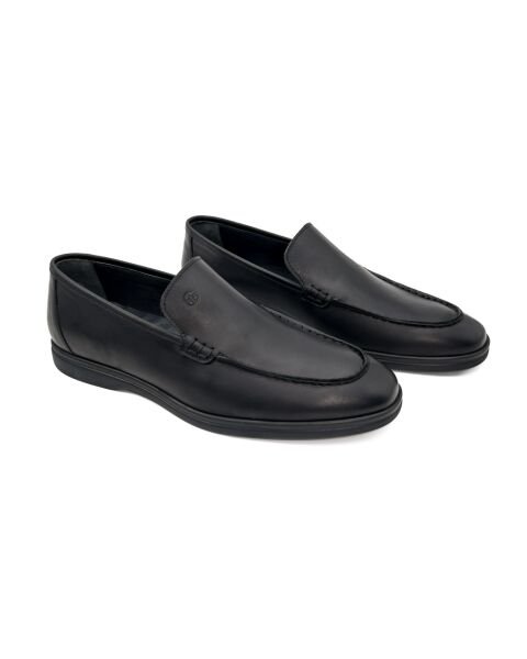 حذاء لوفر رجالي من الجلد الطبيعي باللون الأسود من أليجرو