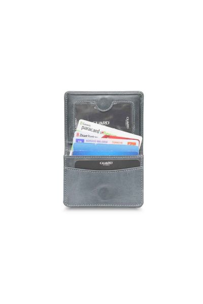 Магнитный держатель небольшого размера из антикварной кожи темно-серого цвета для карт/держатель для визитных карточек
