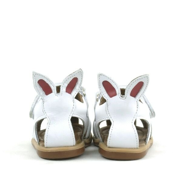 Rakerplus Bunny Hakiki Deri Beyaz Cırtlı Bebek Sandalet