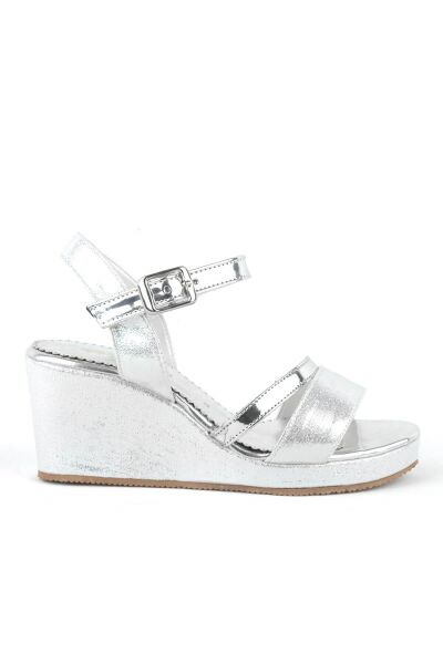 Aurora Silver Girls' Wedge Heeled Shoes