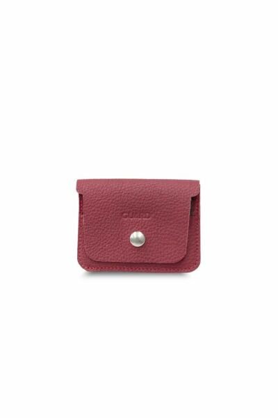 Guard Red Mini Leather Card Holder with Paper Money Compartment