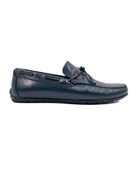 Agora Navy Blue Genuine Leather Men's Loafer Shoes