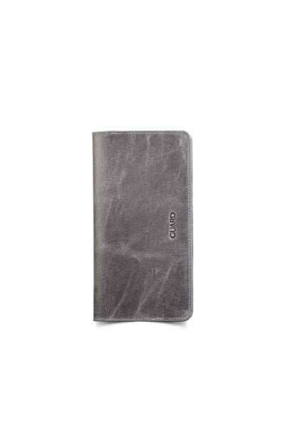 Кожаный мужской/женский кошелек-портфель с гнездом для телефона - серый Crayz