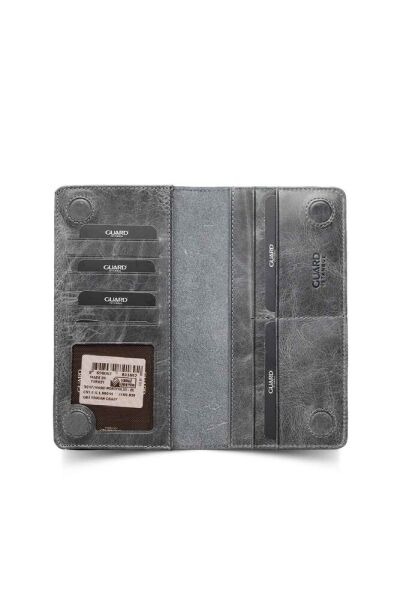 Кожаный мужской/женский кошелек-портфель с гнездом для телефона - серый Crayz